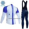 Set Fietsshirt Lange Mouw + Lange Koersbroek 2023 INEOS Grenadiers Winter Thermal Fleece Wit Blauw